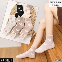 SYLTAN,Носки женские короткие теплые,шерсть ламы,ассорти с рисунком Сердечки Арт 1469