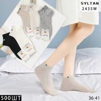SYLTAN Носки женские короткие,хлопок сетка,выбитым рисунком,ассорти Арт.2435