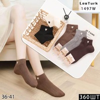 LeoTurk,Носки женские короткие, теплые,кашемир ассорти с рисунком на поголенке Арт 1497