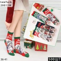 LeoTurk,Носки женские новогодние хлопок,средне-укороченные,ассорти с рисунком Арт 20013