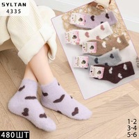 SYLTAN,Носки теплые детские средне-укороченные,норка шерсть,ассорти с рисунком Сердечки Арт.4335