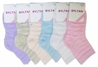 SYLTAN Носки для девочек хлопок ассорти, поперечные полоски - сетка и сердечки Арт.3162