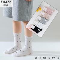 SYLTAN Носки для девочек хлопок, высокая резинка - Горох Арт.3108