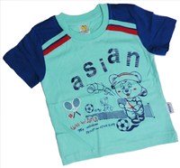 ASIAN BABY Футболка для мальчиков 100% хлопок "ASIAN спортивный мишка" бирюзовый/синий Арт.670-8